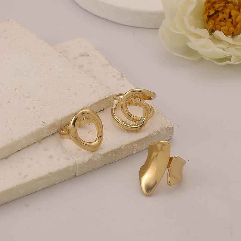 ANGLEQUEEN Chunky Silver Rings for Women Open Stacking Knuckle Ring Silver Adjustable Round Dome Rings Set Minimalist Irregular Statement Ring Women 2025 Fashion Jewelry - Image 5
